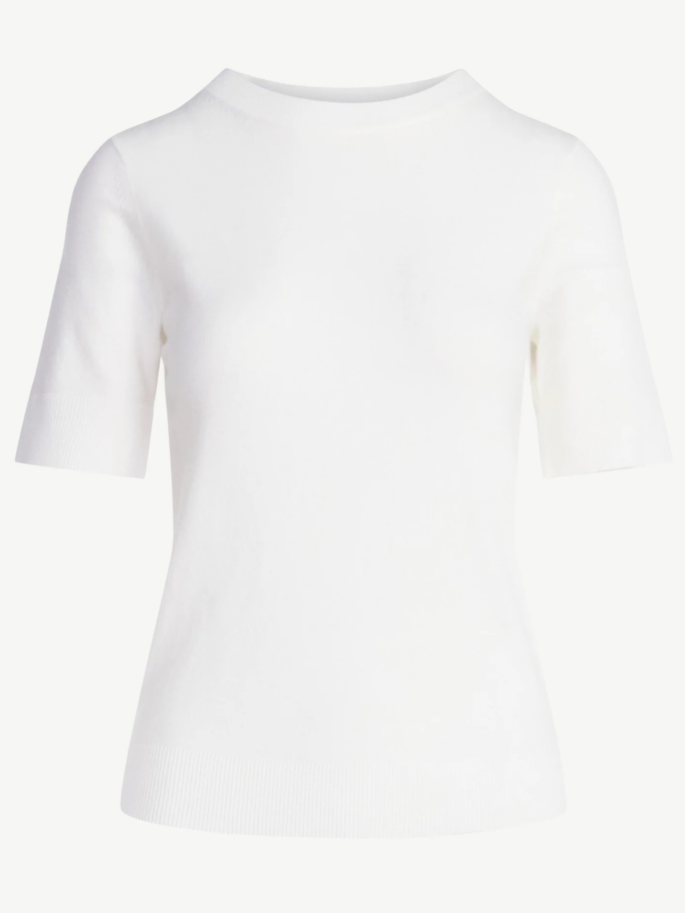 NWT Free Assembly Cozy Yarn Sweater Tee Cream Ribbed Short Sleeve Pullover - Picture 5 of 6